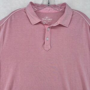 True Grit Mens XL Polo Shirt Short Sleeve Pink Jersey Knit Casual Classic Fit